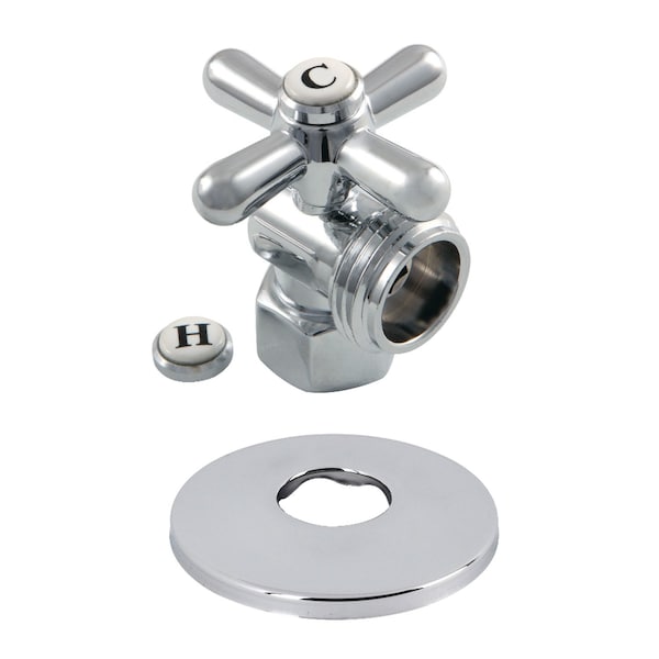 1/2" IPSx3/4" Hose Thread Quarter-Turn Angle Stop Valve W/Flange, Chrm
